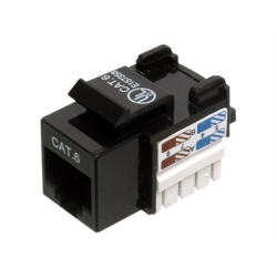 Digitus Class E CAT 6 Keystone Jack  DN-93601 Unshielded RJ45 to LSA Black Cable installation via LSA strips, color coded according to EIA/TIA 568 A & B; The Cat 6 keystone module supports transmission speeds of up to 1 GBit/s & 250 MHz in connection with cat 6 or higher network installation cables