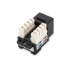 Digitus | Class E CAT 6 Keystone Jack | DN-93601 | Unshielded RJ45 to LSA | Black | Cable installation via LSA strips, color coded according to EIA/TIA 568 A & B; The Cat 6 keystone module supports transmission speeds of up to 1 GBit/s & 250 MHz in connection with cat 6 or higher network installation cables
