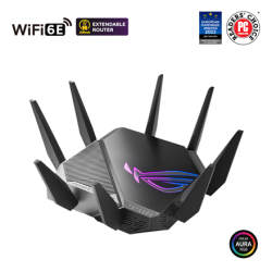 Wi-Fi 6 Tri-Band Gigabit Gaming Router | ROG GT-AXE11000 Rapture | 802.11ax | 1148+4804+4804 Mbit/s | 10/100/1000/2500 Mbit/s | Ethernet LAN (RJ-45) ports 5 | Mesh Support Yes | MU-MiMO Yes | No mobile broadband | Antenna type External | 2xUSB 3.2 | month(s) | 90IG06E0-MO1R00 | + Dovana 90 dienų ExpressVPN Trial!