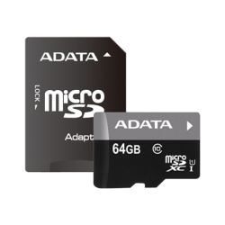 ADATA Memory card AUSDX64GUICL10-PA1 64 GB microSDHC Flash memory class UHS-I Class 10 Adapter