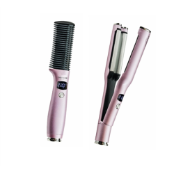 Carrera Classic Straightener Comb and Wave Styler Set 21291121 Warranty 24 month(s), Display LED, Temperature (max) 220 °C, 40/55 W, Light Pink