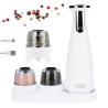 Adler | Electric Salt and pepper grinder | AD 4449w | Grinder | 7 W | Housing material ABS plastic | Lithium | Mills with ceramic querns; Charging light; Auto power off after: 3 minutes; Fully charged for 120 minutes of continuous use; Charging time: 2.5 hours; Cable charging: USB-C-USB-A; Grinder capacity: 150ml; Included: base, 3 replaceable grinders, tray, USB charging cable | Matte White
