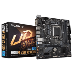 Gigabyte | H610M S2H V2 DDR4 | Processor family Intel | Processor socket  LGA1700 | DDR4 DIMM | Memory slots 2 | Supported hard disk drive interfaces 	SATA, M.2 | Number of SATA connectors 4 | Chipset Intel H610 Express | Micro ATX