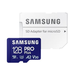 Samsung MicroSD Card with SD Adapter PRO Plus 128 GB microSDXC Memory Card Flash memory class U3, V30, A2 SD adapter | MB-MD128SA/EU
