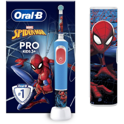 Oral-B | Vitality PRO Kids Spiderman | Electric Toothbrush with Travel Case | Rechargeable | For children | Blue | Number of brush heads included 1 | Number of teeth brushing modes 2 | D103 Vitality Pro Spiderman