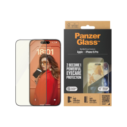 PanzerGlass | Screen protector | Apple | iPhone 15 Pro | Glass | Clear | Ultra-Wide Fit; Easy installation; Fingerprint resistant; Anti-blue light; Anti-reflective; Anti-yellowing | Eyecare | 2814