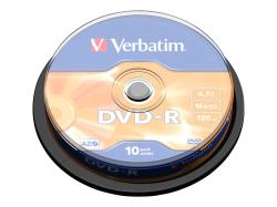 VERBATIM DVD-R 120 min. / 4.7GB 16x 10-pack spindle DataLife Plus, scratch resistant surface | 43523