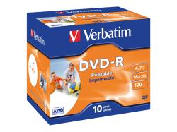 VERBATIM DVD-R 120 min. / 4.7GB 10-pack jewelcase DataLife Plus, InkJet Printable, White Photo Surface | 43521