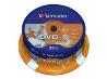 VERBATIM inkjet printable DVD-R 120 min. / 4.7GB 16x 25-pack spindle DataLife Plus white surface
