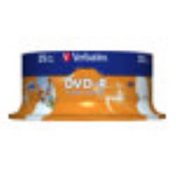 VERBATIM inkjet printable DVD-R 120 min. / 4.7GB 16x 25-pack spindle DataLife Plus white surface | 43538