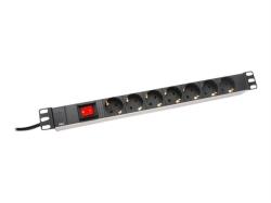 DIGITUS 19inch Outlet stripe 7x with on/off switch black 16A 4000W Alu | DN-95402