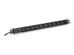DIGITUS 19inch outlet stripe 10x black 10A 2500W Alu profil overload protection C14 plug | DN-95404