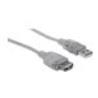 MANHATTAN Hi-Speed USB Extension Cable 3m silver USB Standard-A male to USB Standard-A female Speeds of up to 480 Mbps