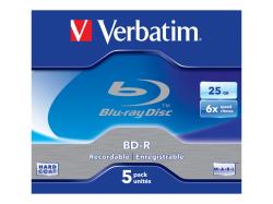 VERBATIM 5x BD-R 25GB 6x Jewel Case white blue surface | 43715