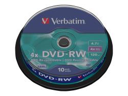 VERBATIM DVD-RW 120min 4.7GB 4x10 pack | 43552
