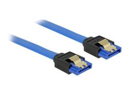 DELOCK Cable SATA 6 Gb/s receptacle straight > SATA receptacle straight 20cm blue with gold clips | 84977