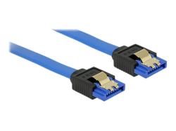 DELOCK Cable SATA 6 Gb/s receptacle straight > SATA receptacle straight 30cm blue with gold clips | 84978