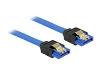 DELOCK Cable SATA 6 Gb/s receptacle straight > SATA receptacle straight 70cm blue with gold clips