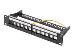DIGITUS Modular Patch Panel shielded 12-port Blank 1U 10inch (10in) Rack Mount Color black RAL 9005 | DN-91420
