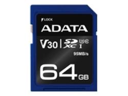 ADATA 64GB SDXC UHS-I U3 V30S 95MB/60MB | ASDX64GUI3V30S-R