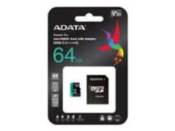 ADATA 64GB Micro SDXC UHS-I U3 V30S A2 + Adapter | AUSDX64GUI3V30SA2-RA1