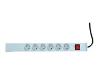 ASM A-19-STRIP-1-IMP PDU outlet strip 19 RACK 6xType E, 1.8m cable with Schuko, On/Off, aluminium