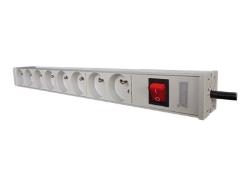 ASM A-19-STRIP-2-IMP PDU outlet strip 19 RACK 8xType E, 1.8m cable with Schuko, On/Off, aluminium | A-19-STRIP-2 IMP
