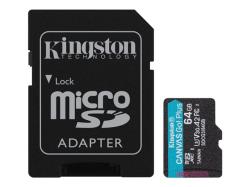 KINGSTON 64GB microSDXC Canvas Go Plus 170R A2 U3 V30 Card + ADP | SDCG3/64GB