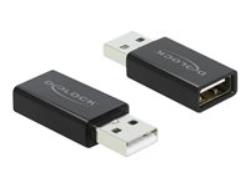 DELOCK adapter USB A /F 2.0 to USB A /M 2.0 with data blocker black | 66529