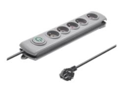 QOLTEC Surge protector Quick Switch 5 sockets 1.8m gray | 50270
