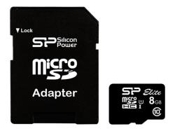 SILICON POWER Elite Micro SDHC 8GB class 10 UHS-1 U1 + Adapter | SP008GBSTHBU1V10SP