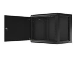 LANBERG Wall mount cabinet 19inch 9U 600x450 steel doors black flat pack | WF01-6409-00B