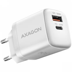 Axagon Sil wallcharger 2x port (USB-A + USB-C), PD3.0/QC4+/PPS/AFC/Apple. 30W total power. | ACU-PQ30W