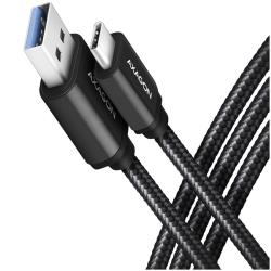 Axagon Data and charging USB 3.2 Gen1 cable lengh 2 m. 3A. Black braided. | BUCM3-AM20AB