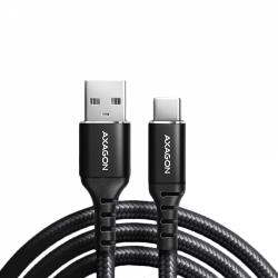 Axagon Data and charging USB 2.0 cable length 1.5 m. 3A. Black braided. | BUCM-AM15AB