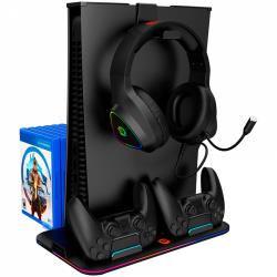 CANYON CS-5, PS5 Charger stand, with RGB light, 315*185*28mm, with 23CM+0.5cm cable, 475±10g, Black | CND-CSPS5B