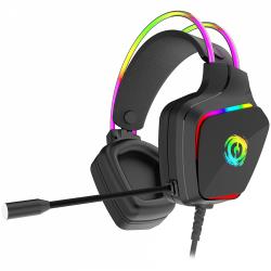 CANYON Darkless GH-9A, RGB gaming headset with Microphone, Microphone frequency response: 20HZ~20KHZ, ABS+ PU leather, USB*1*3.5MM jack plug, 2.0M PVC cable, weight:280g, black | CND-SGHS9A