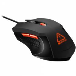 CANYON Star Raider GM-1 Optical Gaming Mouse with 6 programmable buttons, Pixart optical sensor, 4 levels of DPI and up to 3200, 3 million times key life, 1.65m PVC USB cable,rubber coating surface and colorful RGB lights, size:125*75*38mm, 115g | CND-SGM01RGB