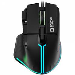 CANYON Fortnax GM-636, 9keys Gaming wired mouse,Sunplus 6662, DPI up to 20000, Huano 5million switch, RGB lighting effects, 1.65M braided cable, ABS material. size: 113*83*45mm, weight: 102g, Black | CND-SGM636B