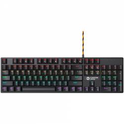 CANYON Canyon Deimos GK-4, Wired black Mechanical keyboard With colorful lighting system104PCS rainbow backlight LED,also can custmized backlight,1.8M braided cable length,rubber feet,English layout double injection,Numbers 104 keys,keycaps,0.7kg, Size 429*124*35mm | CND-SKB4-US