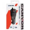 CANYON C-033/US, Universal 1xUSB car adapter, plus Lightning connector, Input 12V-24V, Output 5V/2.4A(Max), with Smart IC, black glossy, cable length 1.2m, 77*30*30mm, 0.041kg, English