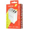 CANYON H-08, Universal 3xUSB AC charger (in wall) with over-voltage protection(1 USB-C with PD Quick Charger), Input 100V-240V, OutputUSB-A/5V-2.4A+USB-C/PD30W, with Smart IC, White Glossy Color+ orange plastic part of USB, 96.8*52.48*28.5mm, 0.092kg