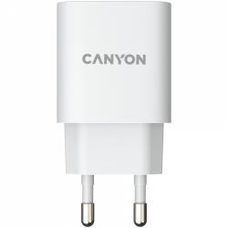 CANYON H-20, PD 20W Input: 100V-240V, Output: 1 port charge: USB-C:PD 20W (5V3A/9V2.22A/12V1.67A) , Eu plug, Over- Voltage ,  over-heated, over-current and short circuit protection Compliant with CE RoHs,ERP. Size: 80*42.3*30mm, 55g, White | CNE-CHA20W02