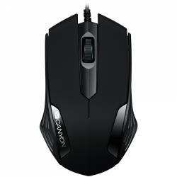 CANYON CM-02, wired optical Mouse with 3 buttons, DPI 1000, Black, cable length 1.25m, 120*70*35mm, 0.07kg | CNE-CMS02B