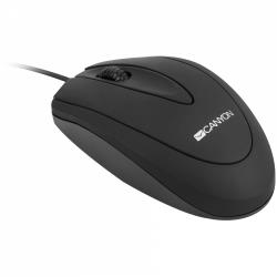 CANYON CM-1, wired optical Mouse with 3 buttons, DPI 1000, Black, cable length 1.8m, 100*51*29mm, 0.07kg | CNE-CMS1