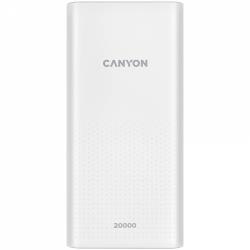 CANYON PB-2001, Power bank 20000mAh Li-poly battery, Input 5V/2A , Output 5V/2.1A(Max) , 144*69*28.5mm, 0.440Kg, white | CNE-CPB2001W