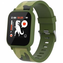 CANYON Teenager smart watch, 1.3 inches IPS full touch screen, green plastic body, IP68 waterproof, BT5.0, multi-sport mode, built-in kids game, compatibility with iOS and android, 155mAh battery, Host: D42x W36x T9.9mm, Strap: 240x22mm, 33g | CNE-KW33GB