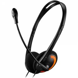 CANYON HS-01, PC headset with microphone, volume control and adjustable headband, cable length 1.8m, Black/Orange, 163*128*50mm, 0.069kg | CNS-CHS01BO