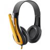 CANYON HSC-1 basic PC headset with microphone, combined 3.5mm plug, leather pads, Flat cable length 2.0m, 160*60*160mm, 0.13kg, Black-yellow