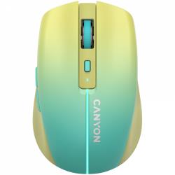CANYON MW-44, 2 in 1 Wireless optical mouse with 8 buttons, DPI 800/1200/1600, 2 mode(BT/ 2.4GHz), 500mAh Lithium battery,7 single color LED light , Yellow-Blue(Gradient), cable length 0.8m, 102*64*35mm, 0.075kg | CNS-CMSW44UA